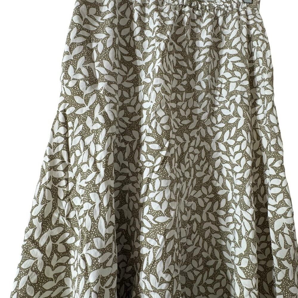 Casual Studio Midi Rayon Sage Green White Floral Side Zip Midi Skirt 90s sz S - Picture 10 of 16